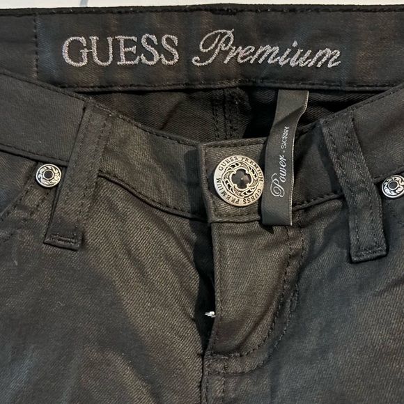 Vintage Guess coated black skinny pants 26 - Picture 2 of 5